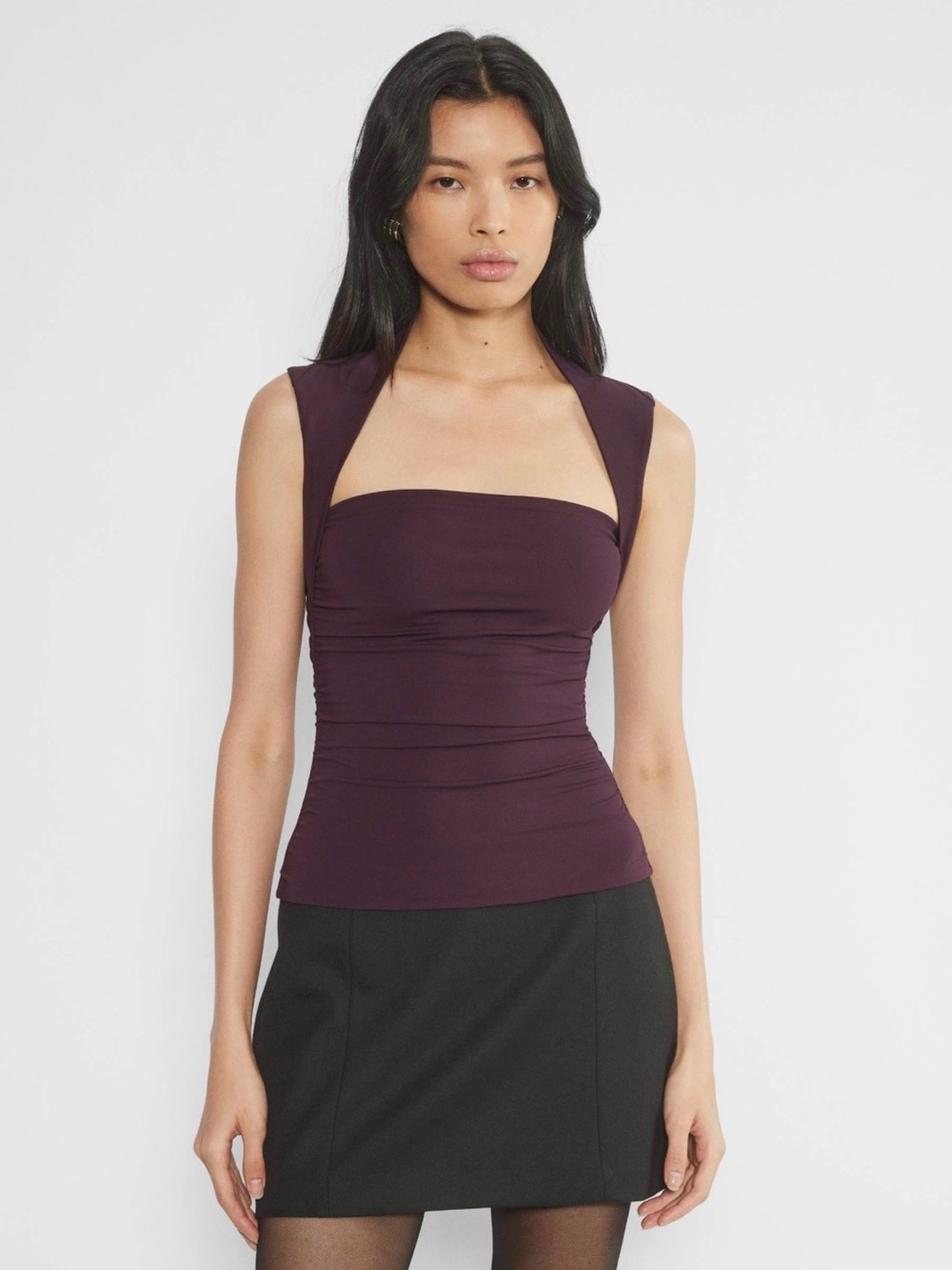 Aritzia Navy Blue Contour Flourish Top Sz Large